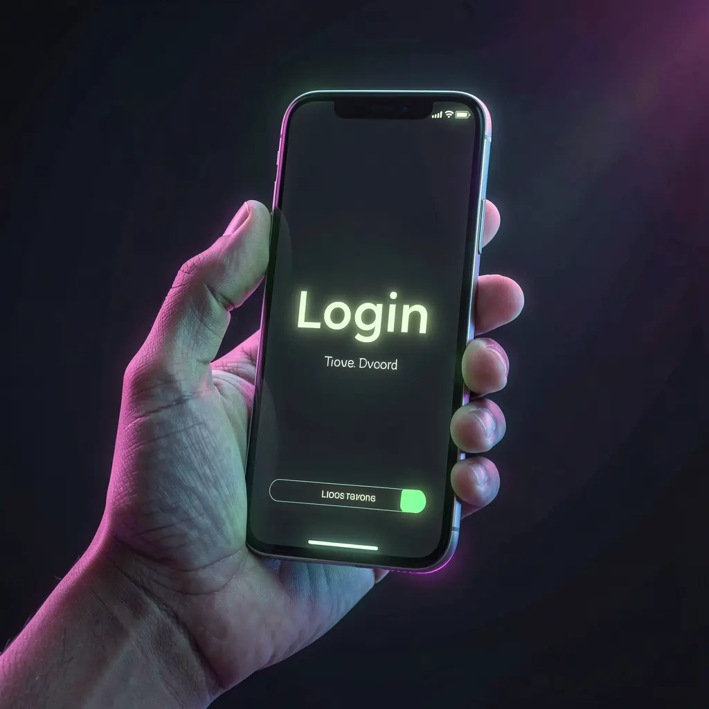LS7 GAME Login – Fast and secure access to your casino account in India Close up of a hand holding a smartphone with a glowing login screen representing secure access to the LS7 GAME casino platform for players in India